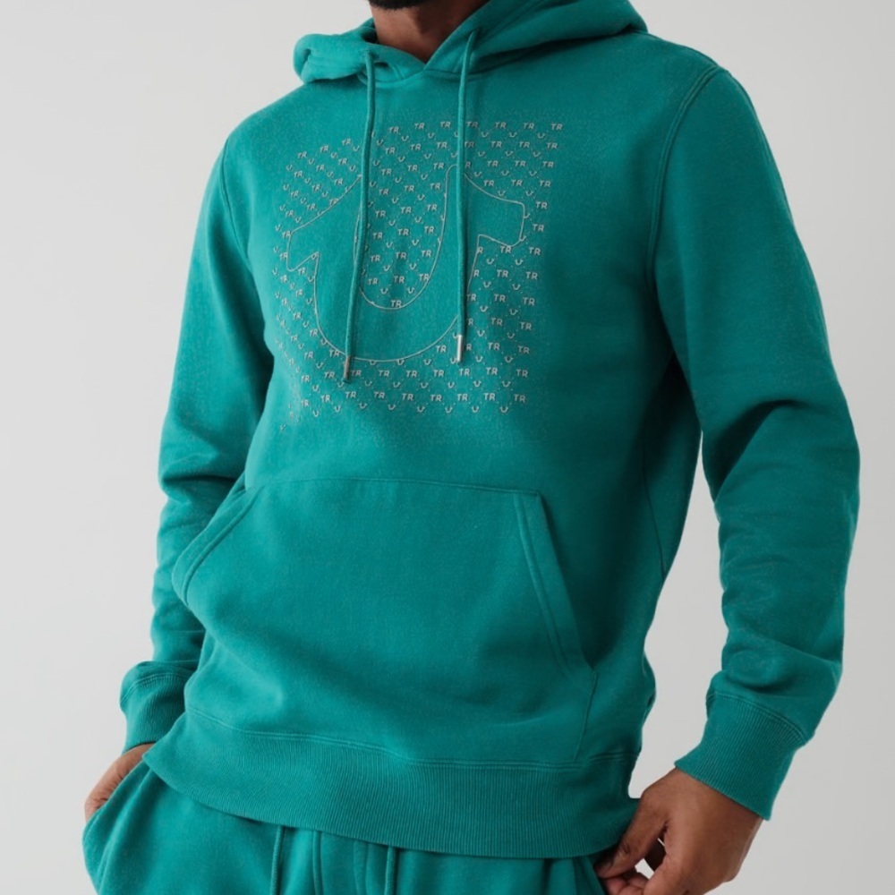 True Religion Logo Long Sleeve Hoodie Men Size Small